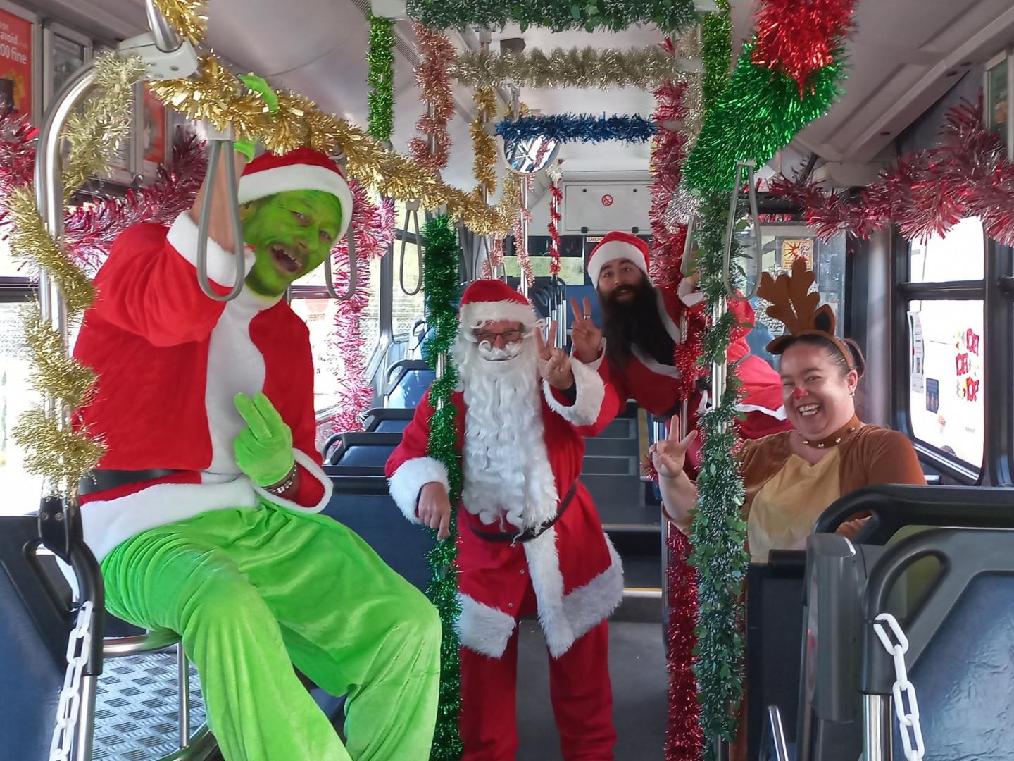 Wyong Christmas team inside bus