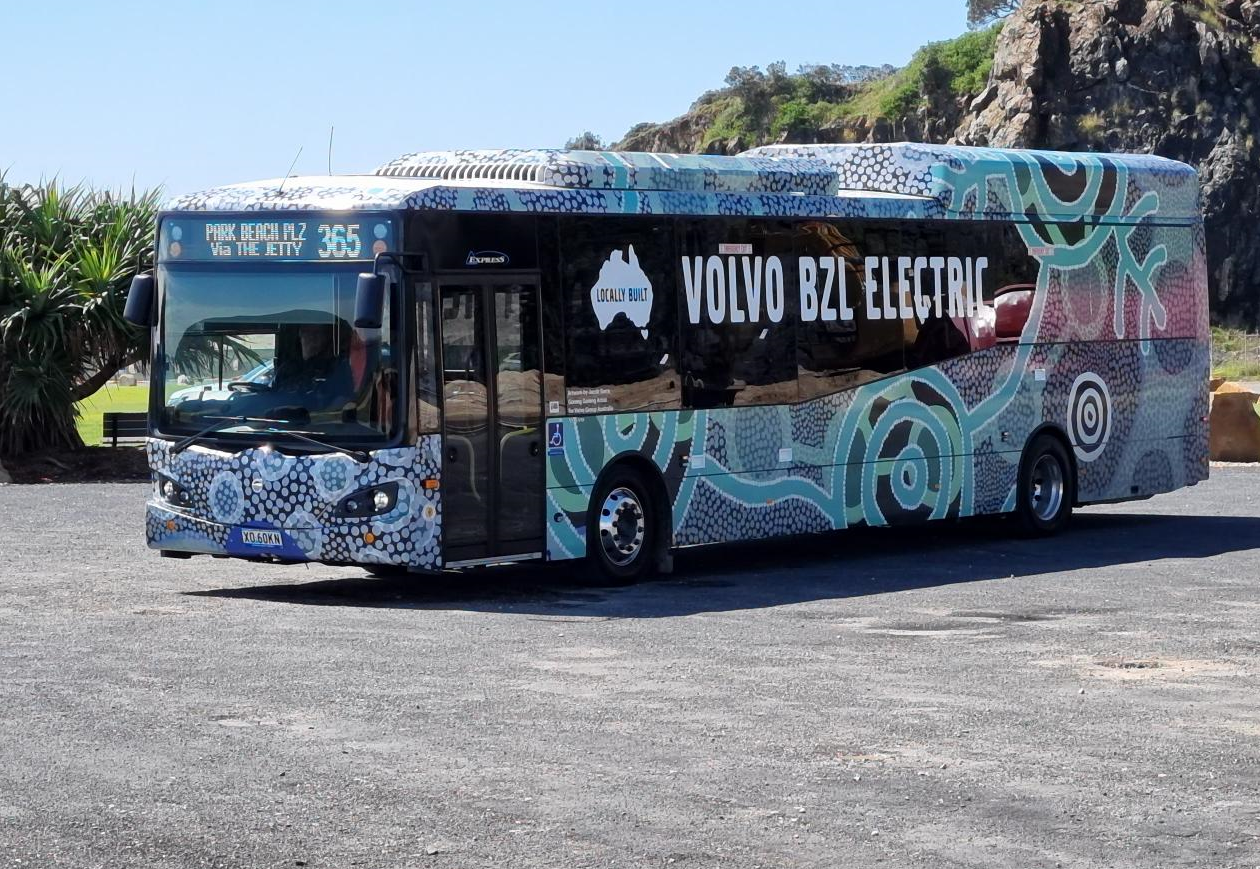 Busways electric bus testing in Coffs Harbour on loan from Volvo